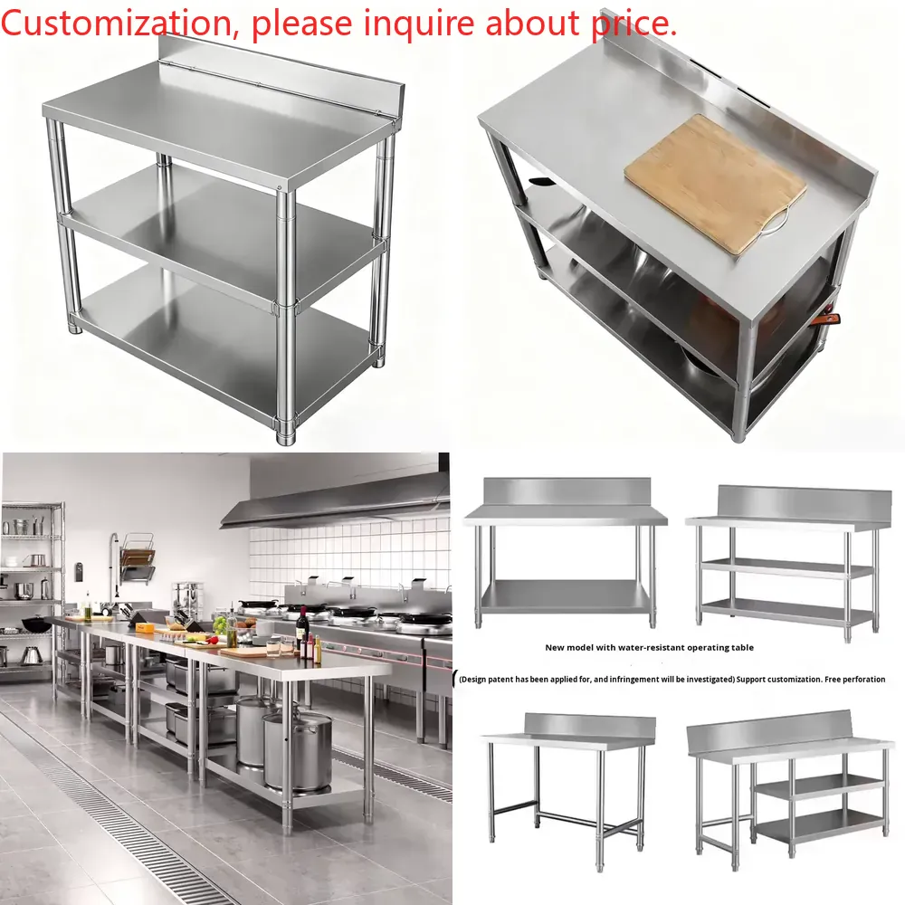 Commercial Kitchen Backsplash - Stół roboczy ze stali nierdzewnej z