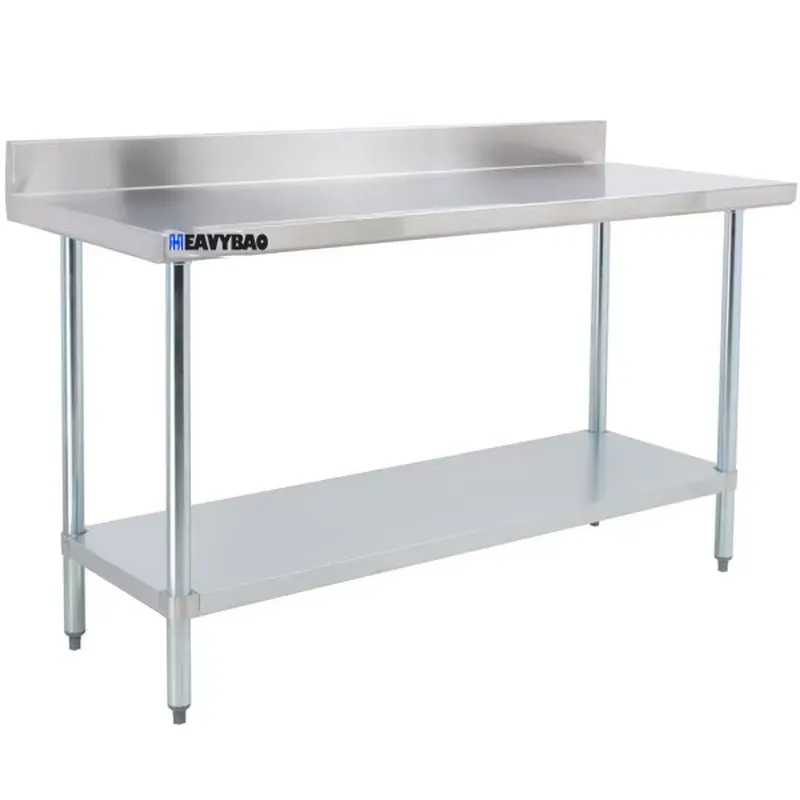 Commercial Kitchen Backsplash - Przemysłowy stół roboczy ze stali nierdzewnej
